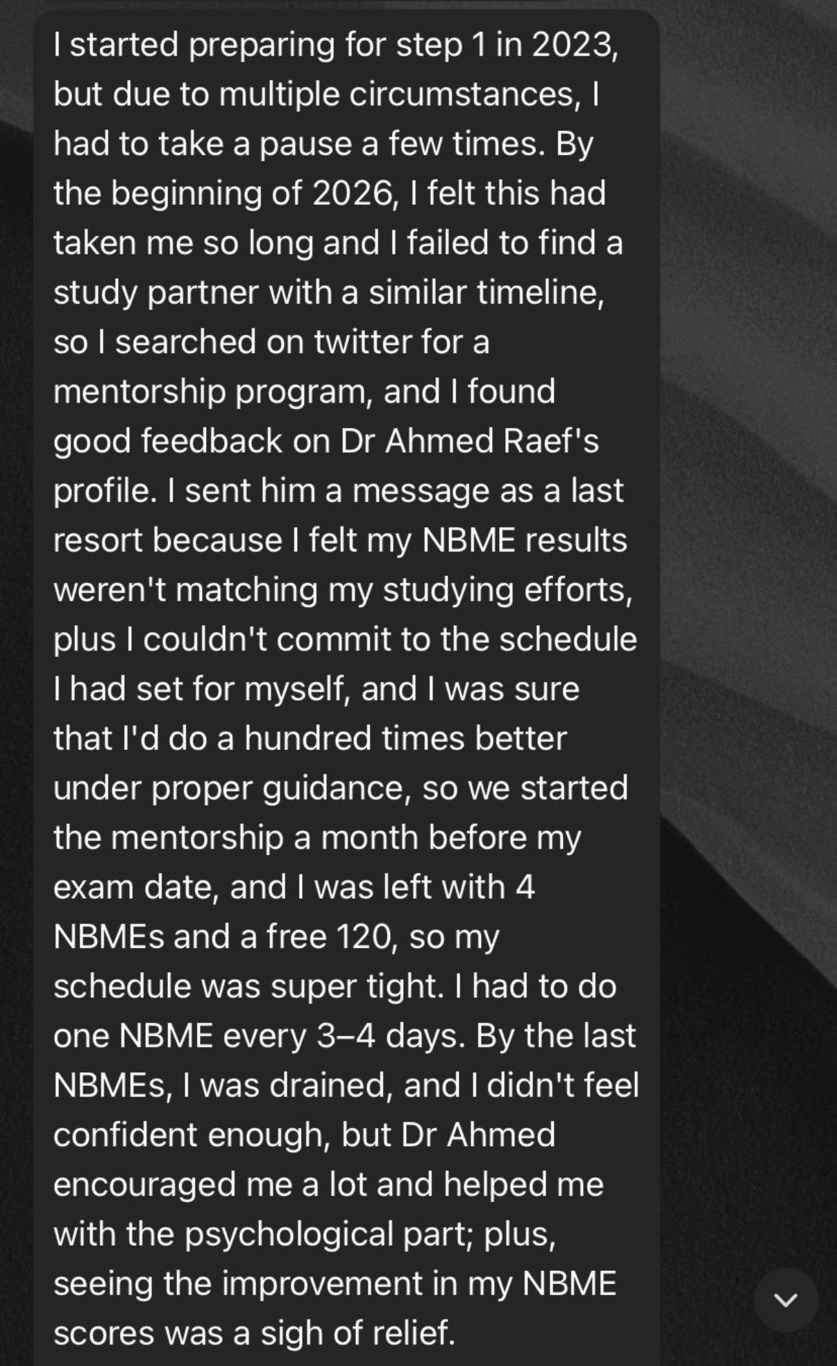 Student testimonial
