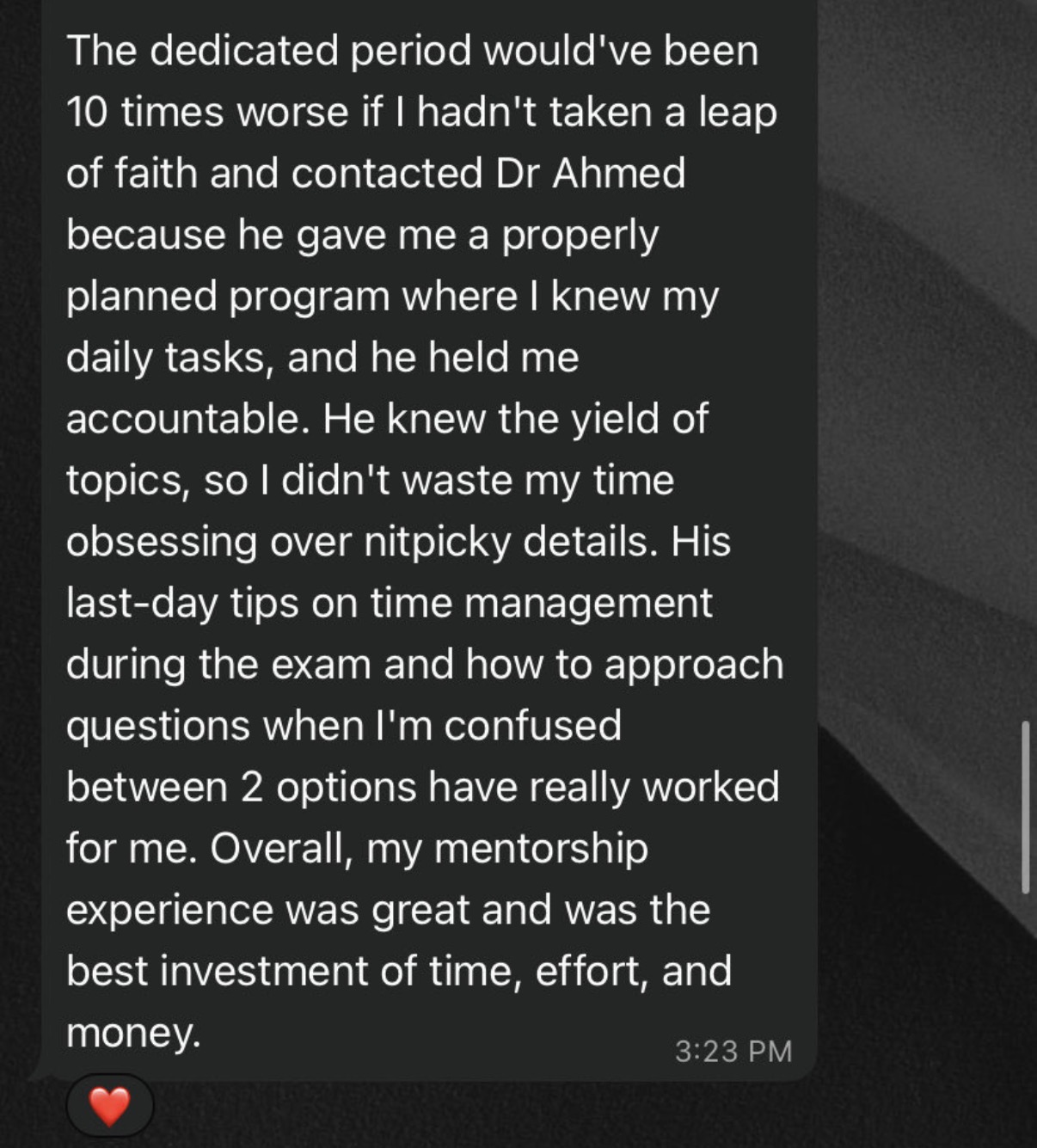 Student testimonial